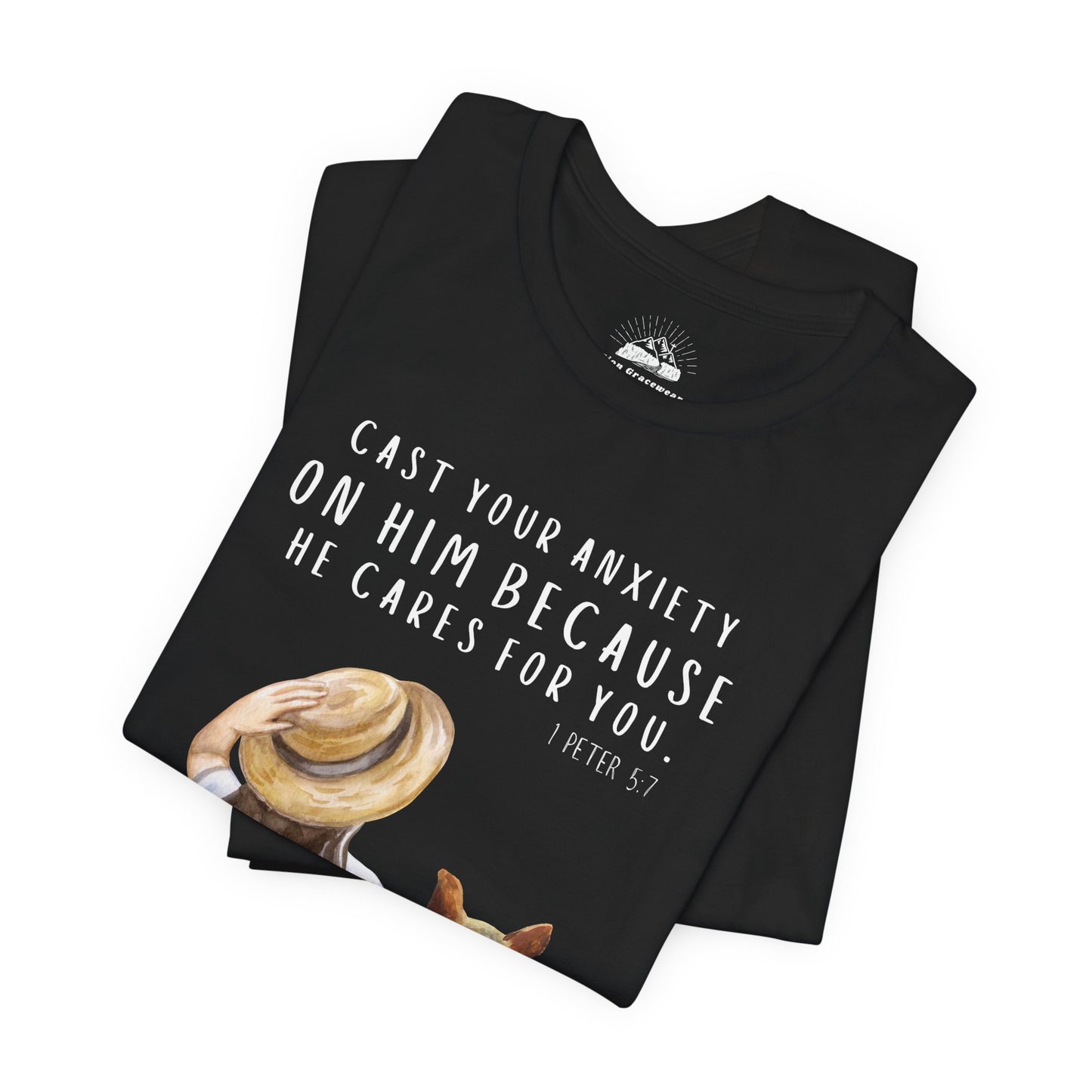 Inspirational Faith Tee | Cast Your Anxiety On Him | Unisex Jersey Short Sleeve Shirt