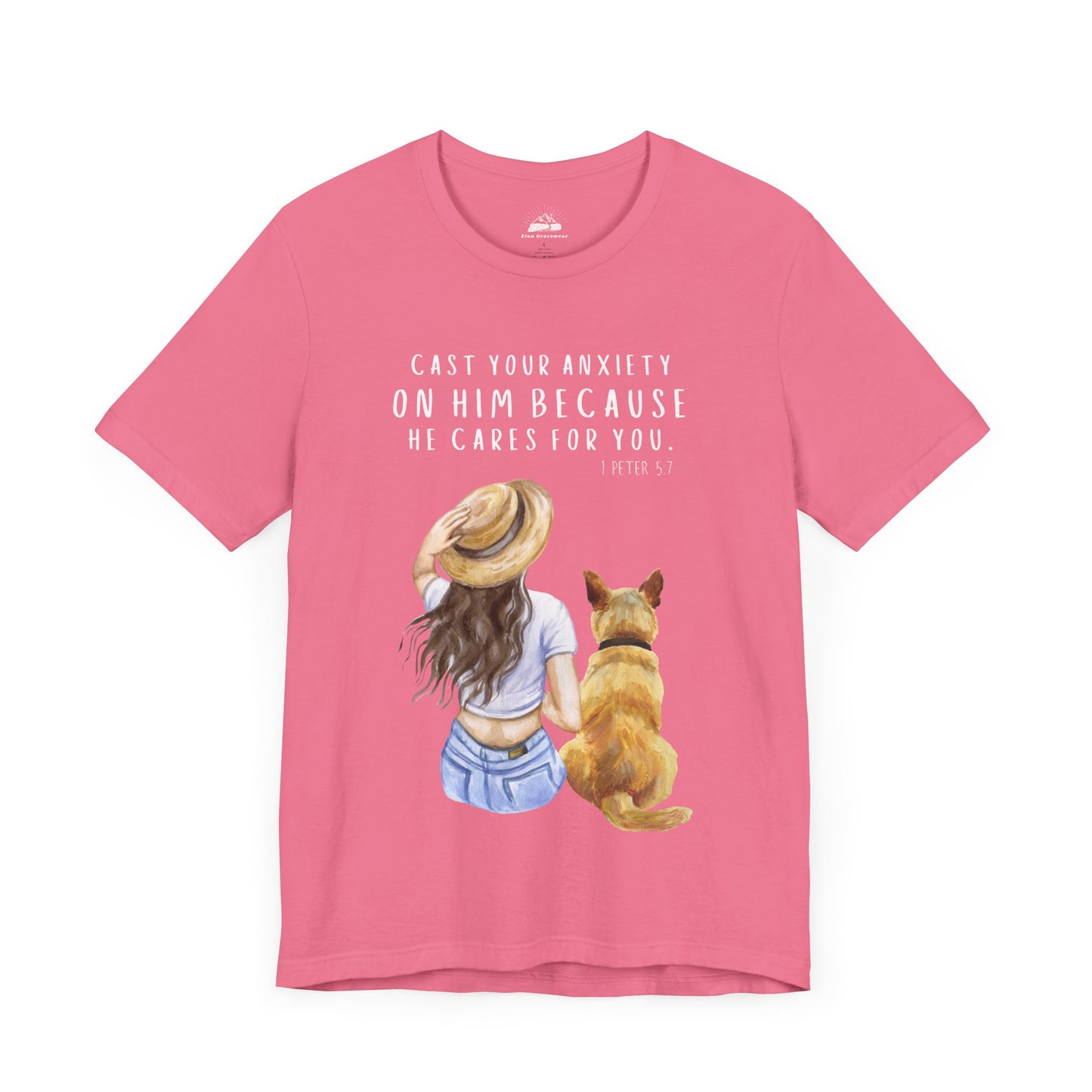 Inspirational Faith Tee | Cast Your Anxiety On Him | Unisex Jersey Short Sleeve Shirt