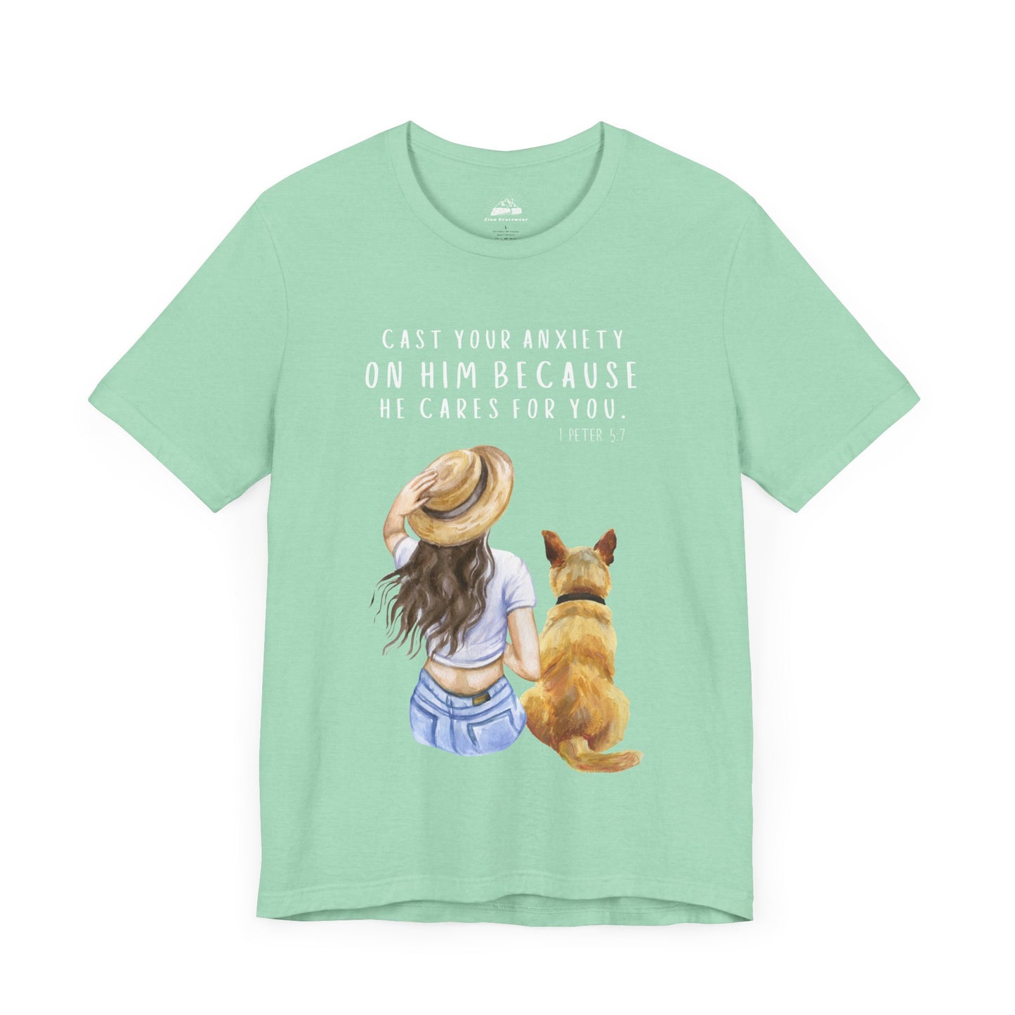 Inspirational Faith Tee | Cast Your Anxiety On Him | Unisex Jersey Short Sleeve Shirt