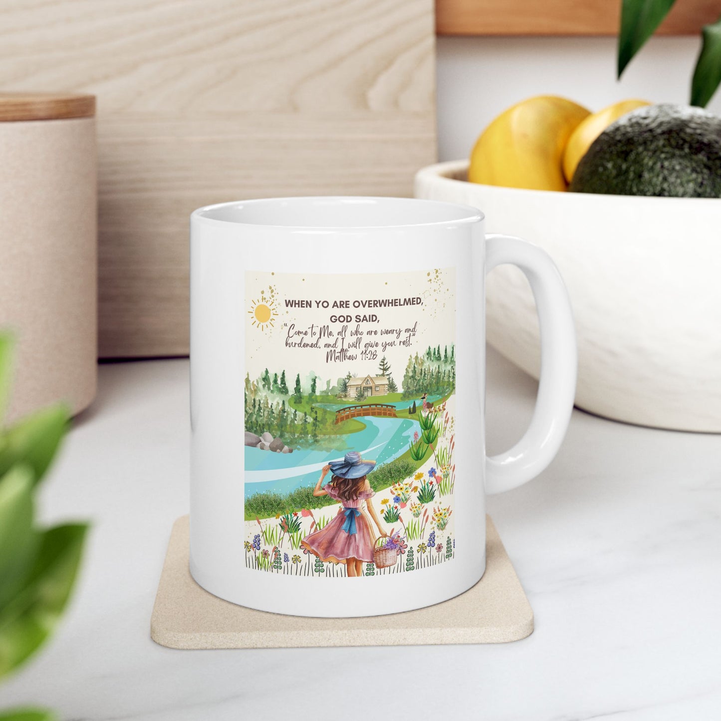 “Come to Me” Faith & Dreaming Nature Mug – Matthew 11:28 Christian Mug