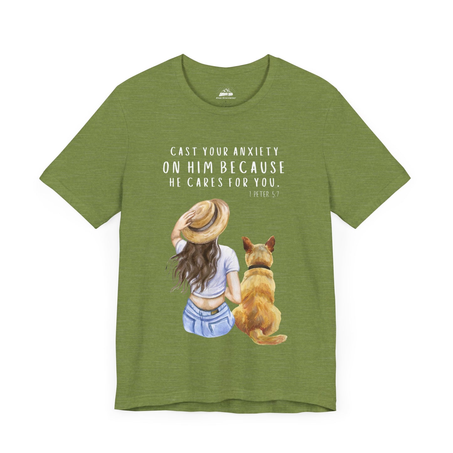 Inspirational Faith Tee | Cast Your Anxiety On Him | Unisex Jersey Short Sleeve Shirt