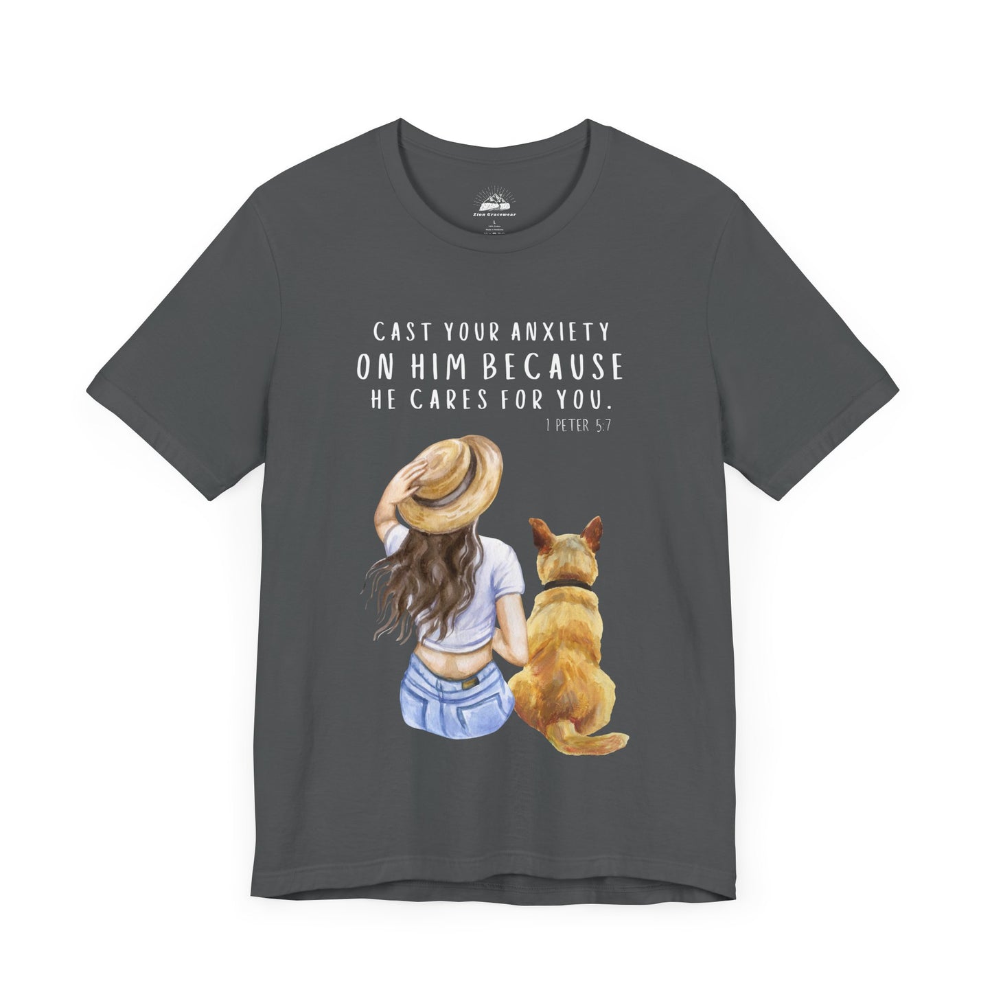 Inspirational Faith Tee | Cast Your Anxiety On Him | Unisex Jersey Short Sleeve Shirt