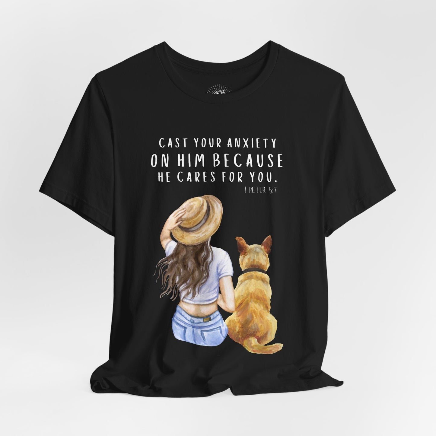 Inspirational Faith Tee | Cast Your Anxiety On Him | Unisex Jersey Short Sleeve Shirt