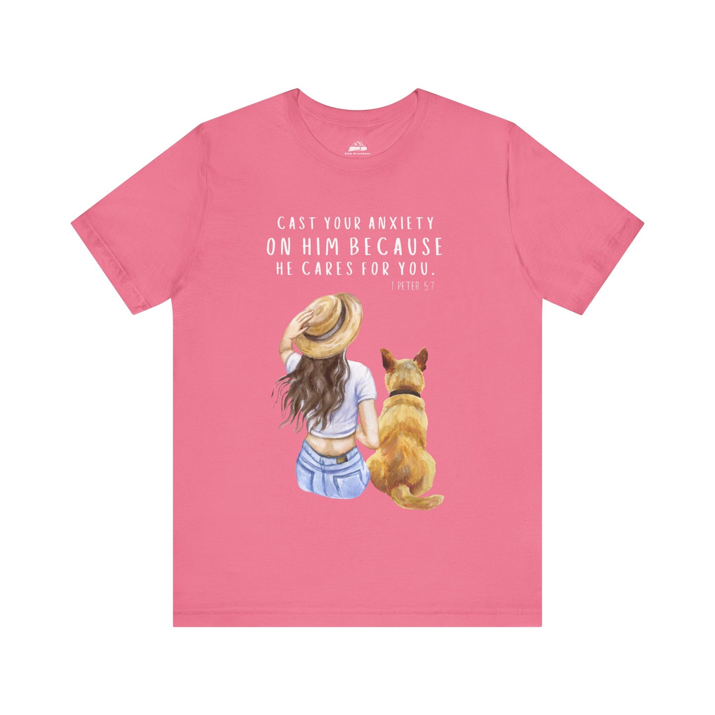 Inspirational Faith Tee | Cast Your Anxiety On Him | Unisex Jersey Short Sleeve Shirt