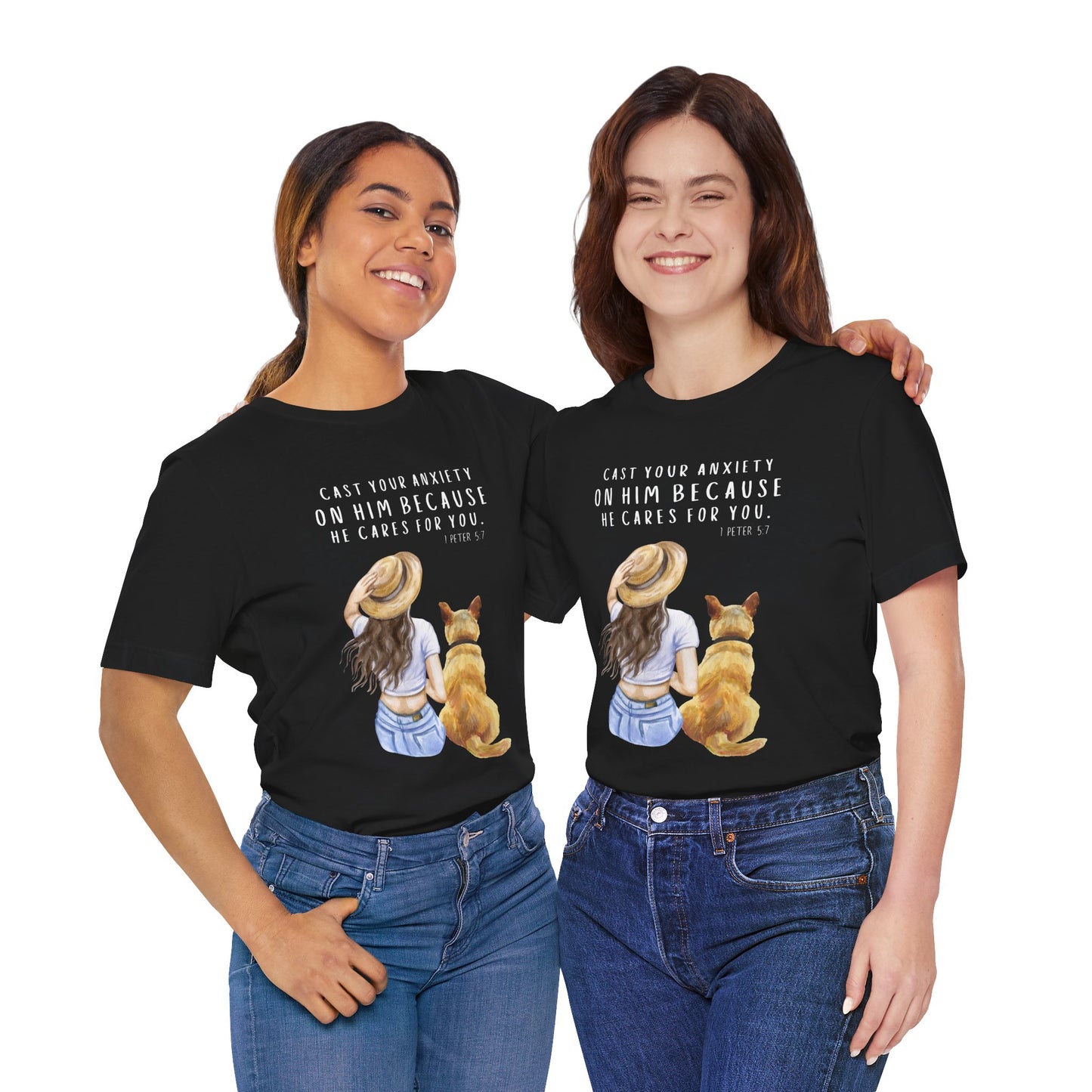 Inspirational Faith Tee | Cast Your Anxiety On Him | Unisex Jersey Short Sleeve Shirt