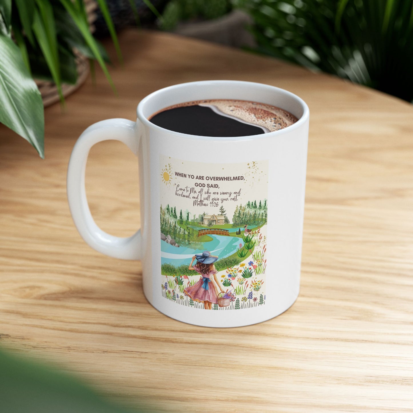 “Come to Me” Faith & Dreaming Nature Mug – Matthew 11:28 Christian Mug