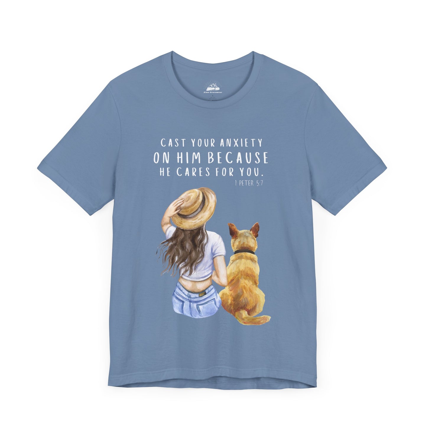 Inspirational Faith Tee | Cast Your Anxiety On Him | Unisex Jersey Short Sleeve Shirt