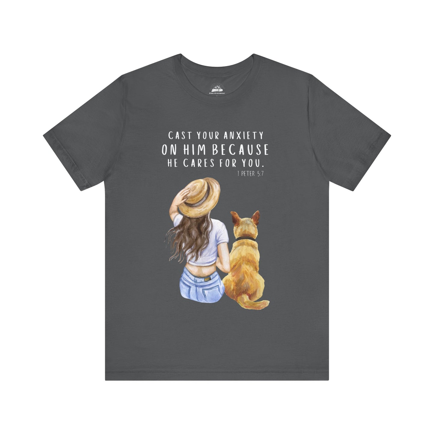 Inspirational Faith Tee | Cast Your Anxiety On Him | Unisex Jersey Short Sleeve Shirt