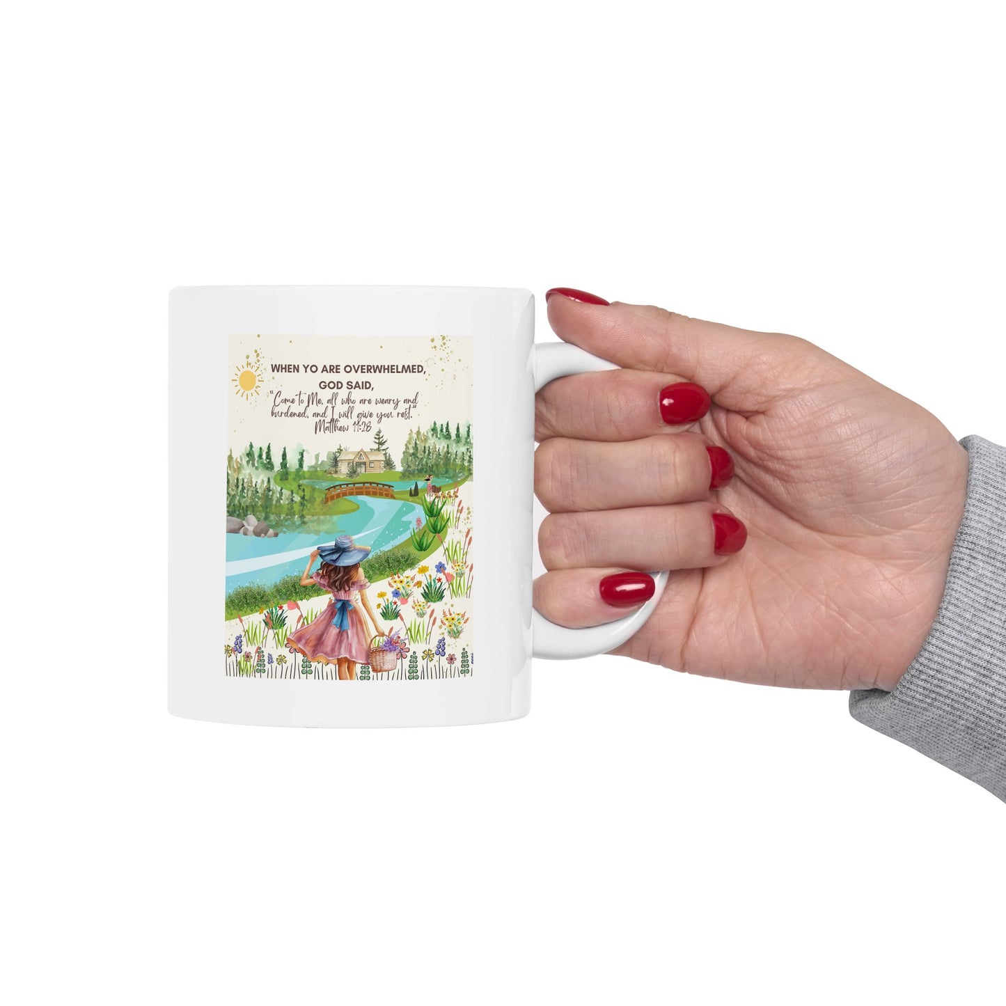 “Come to Me” Faith & Dreaming Nature Mug – Matthew 11:28 Christian Mug