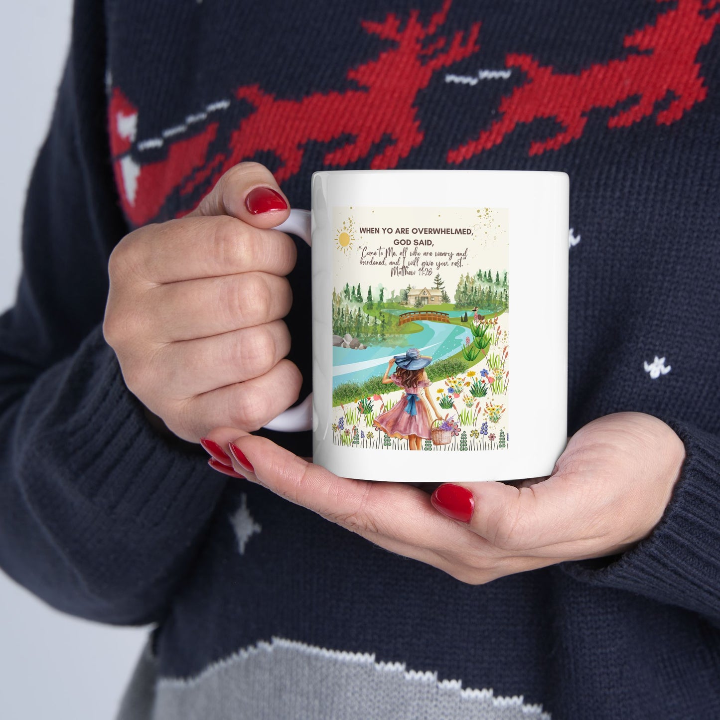 “Come to Me” Faith & Dreaming Nature Mug – Matthew 11:28 Christian Mug