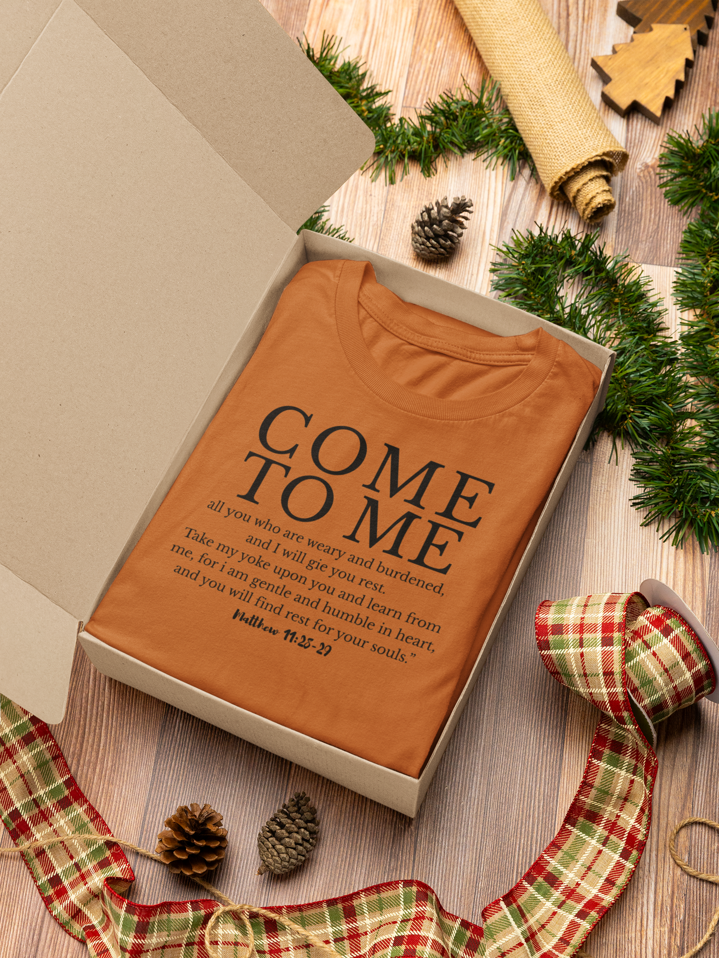 "Come to Me" — Christian Scripture Tee (Matthew 11:28-29)