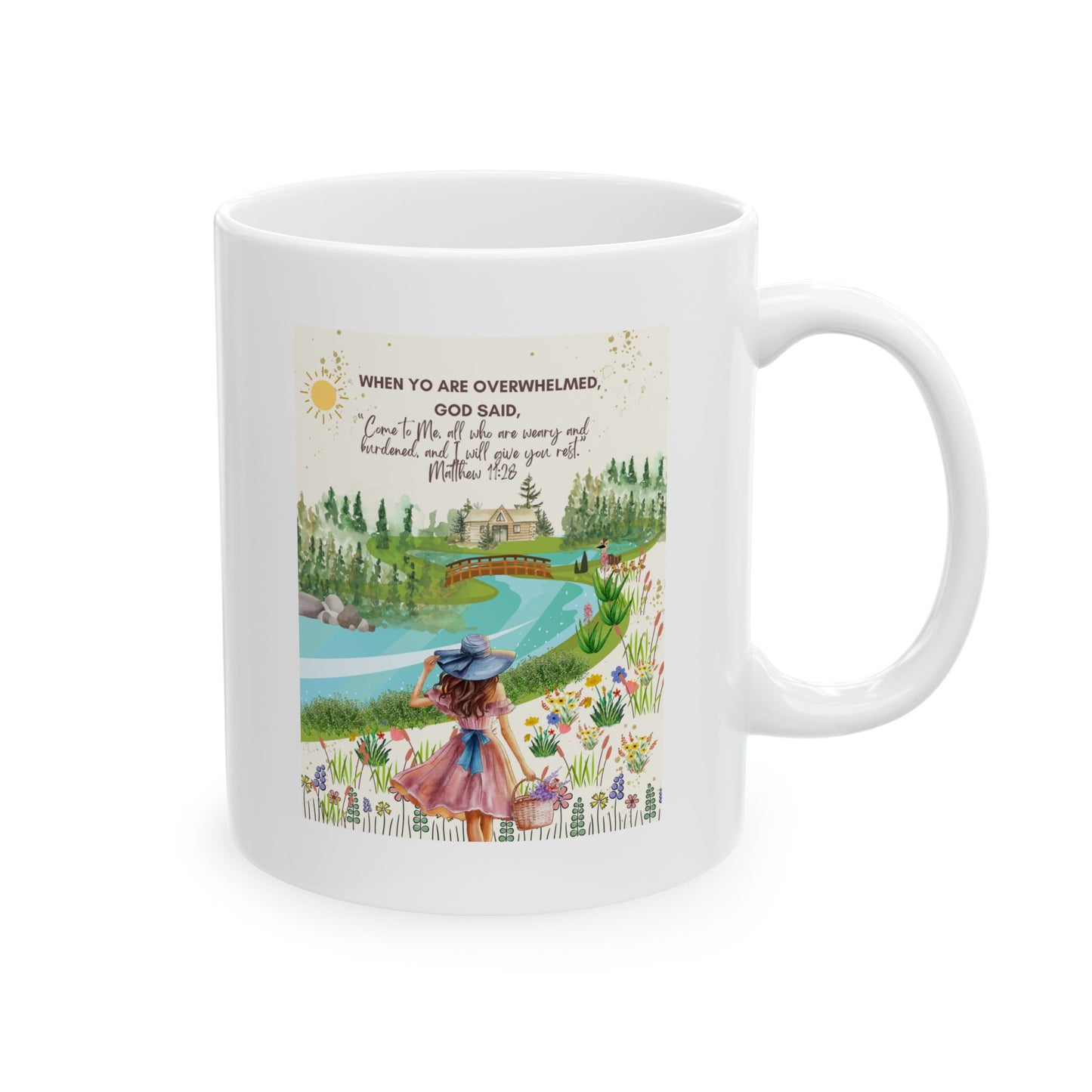 “Come to Me” Faith & Dreaming Nature Mug  – Matthew 11:28 Christian Mug
