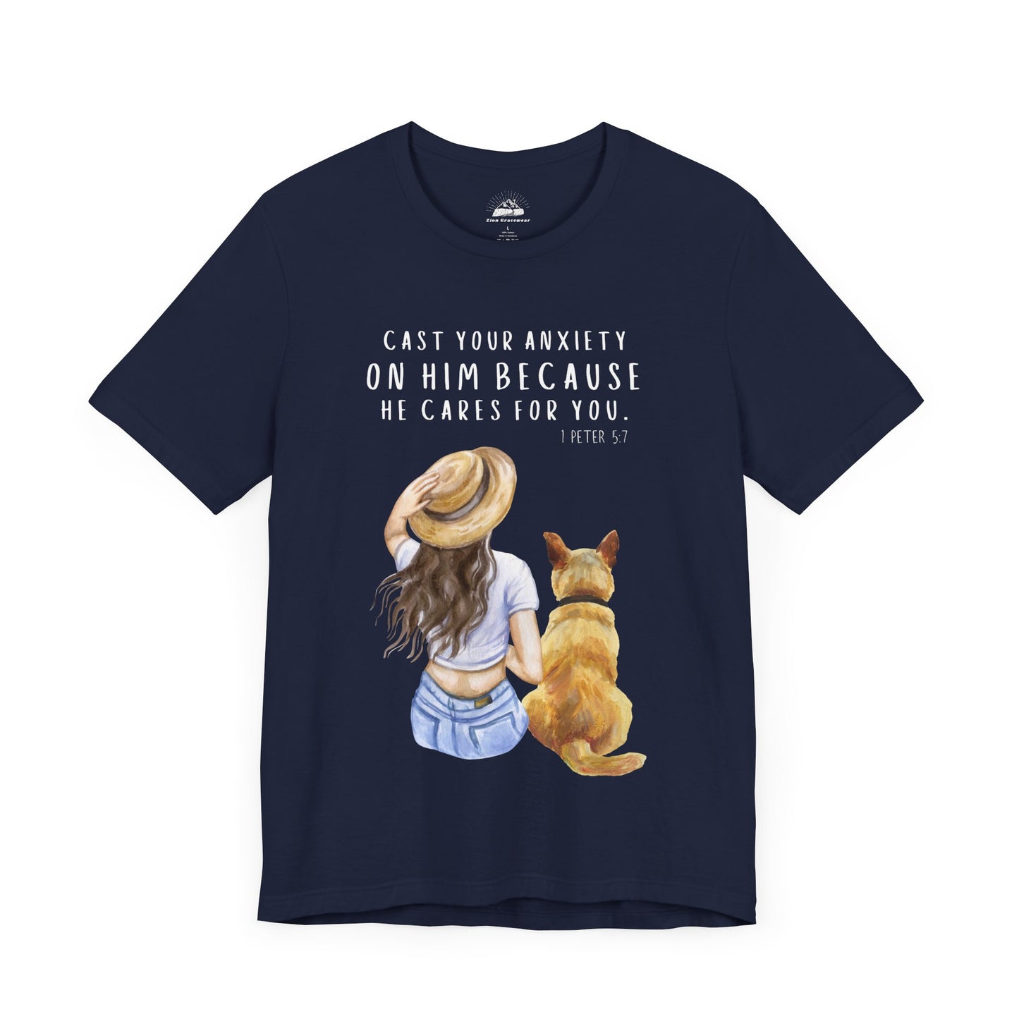 Inspirational Faith Tee | Cast Your Anxiety On Him | Unisex Jersey Short Sleeve Shirt