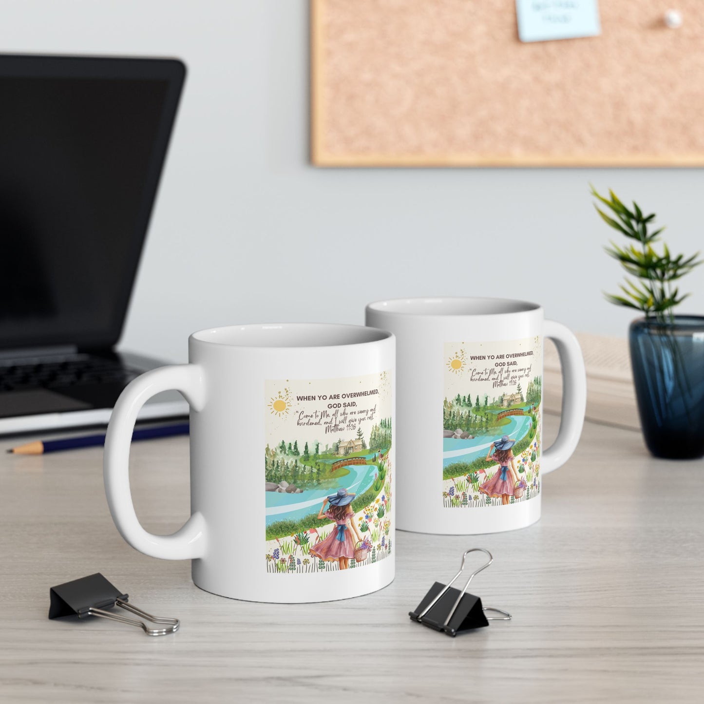 “Come to Me” Faith & Dreaming Nature Mug  – Matthew 11:28 Christian Mug