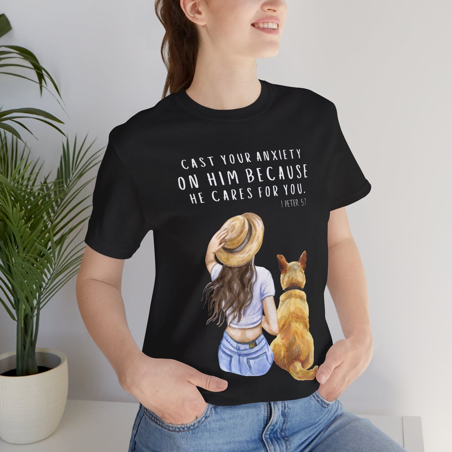 Inspirational Faith Tee | Cast Your Anxiety On Him | Unisex Jersey Short Sleeve Shirt