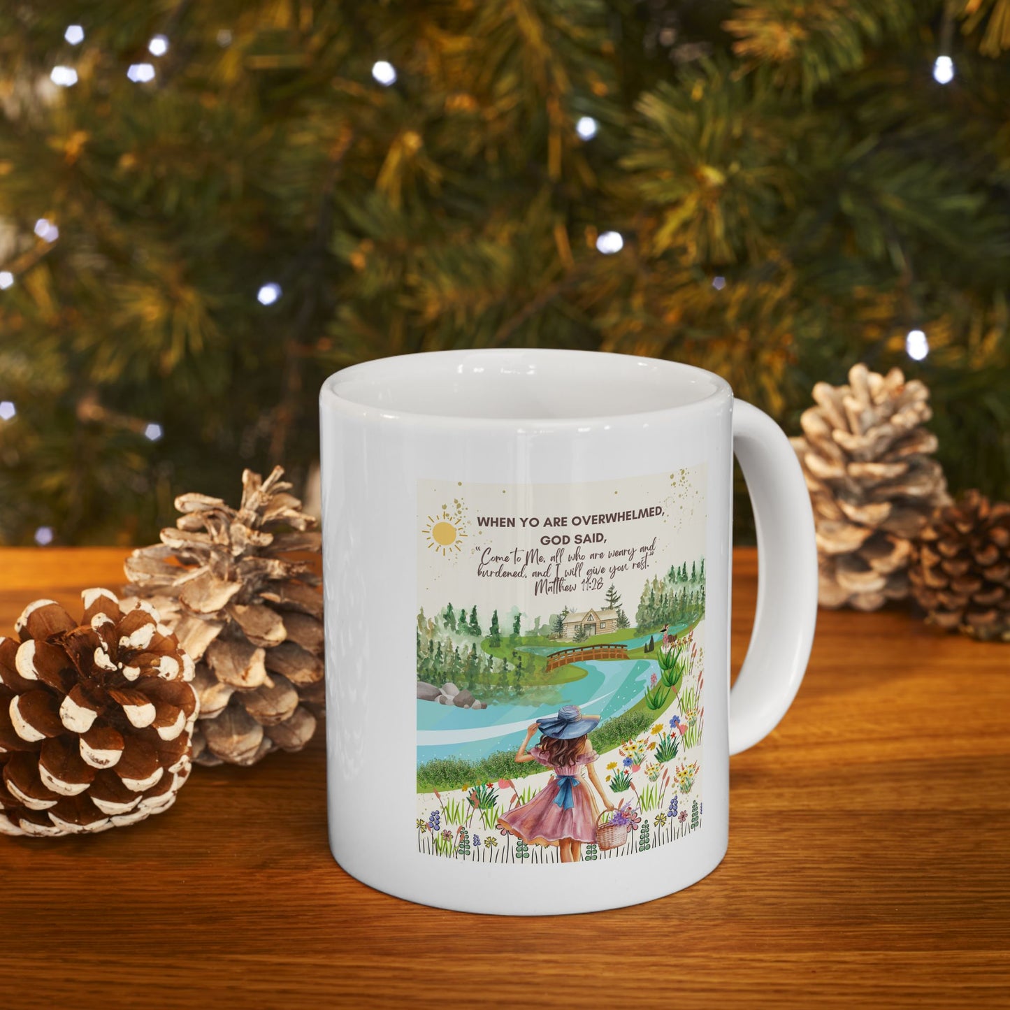 “Come to Me” Faith & Dreaming Nature Mug  – Matthew 11:28 Christian Mug