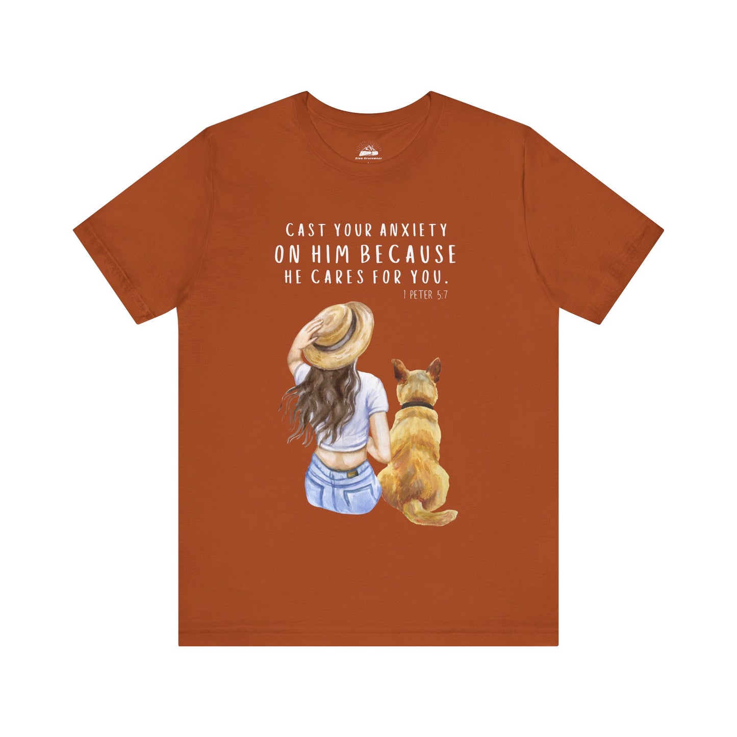 Inspirational Faith Tee | Cast Your Anxiety On Him | Unisex Jersey Short Sleeve Shirt