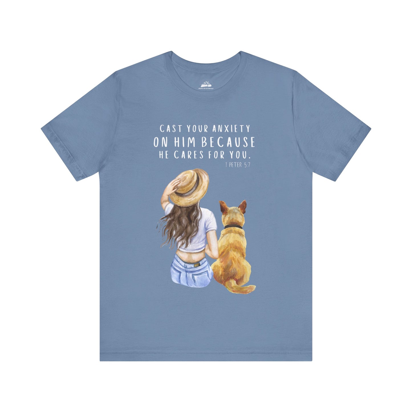 Inspirational Faith Tee | Cast Your Anxiety On Him | Unisex Jersey Short Sleeve Shirt